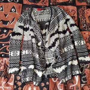 Iron Fist Bat Royalty Ash Costello Black and White Bat Sweater Size S WITH FLAWS